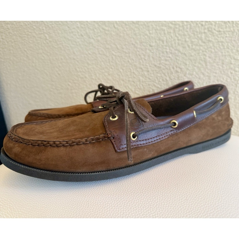 Men's Sperry Authentic Original  2‑Eye Boat Shoe Brown‎ Buck Preppy Sz 15W